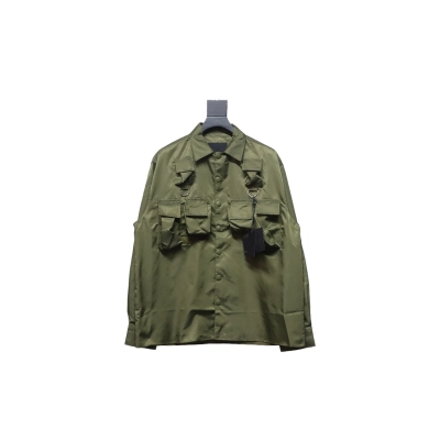 Prada 24SS Multi-Pocket Nylon Work Jacket Green 01