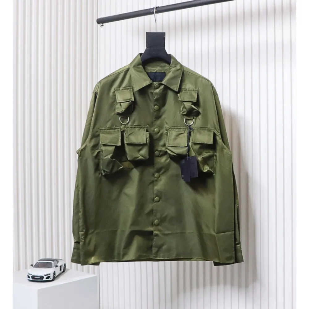 Prada 24SS Multi-Pocket Nylon Work Jacket Green