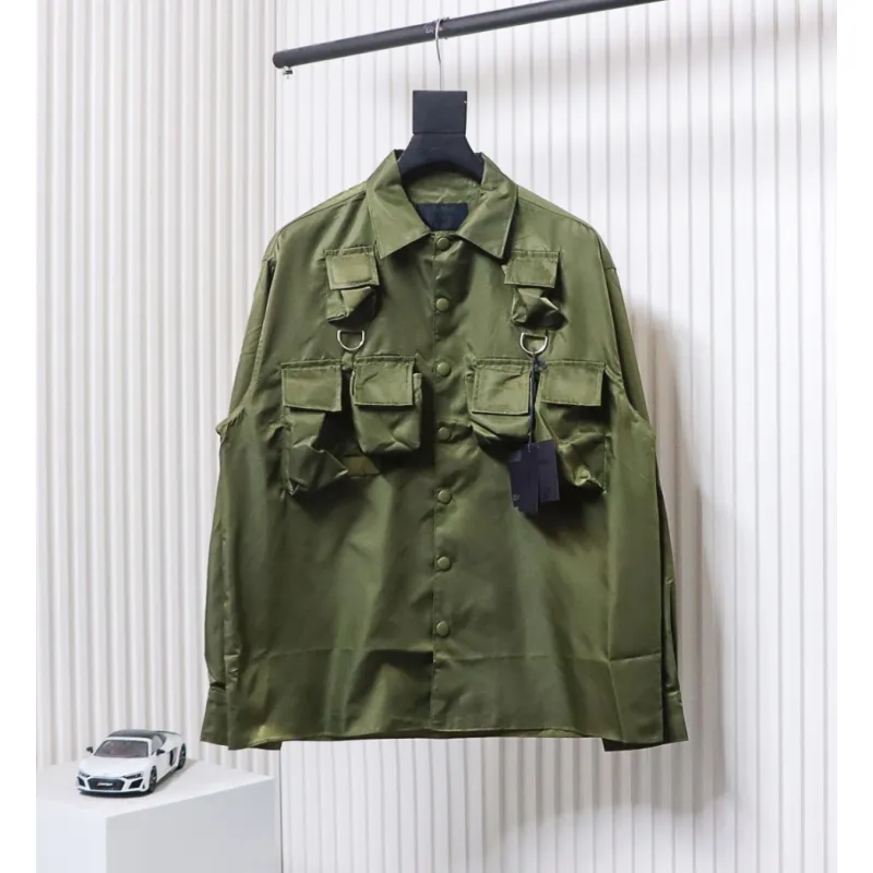 Prada 24SS Multi-Pocket Nylon Work Jacket Green