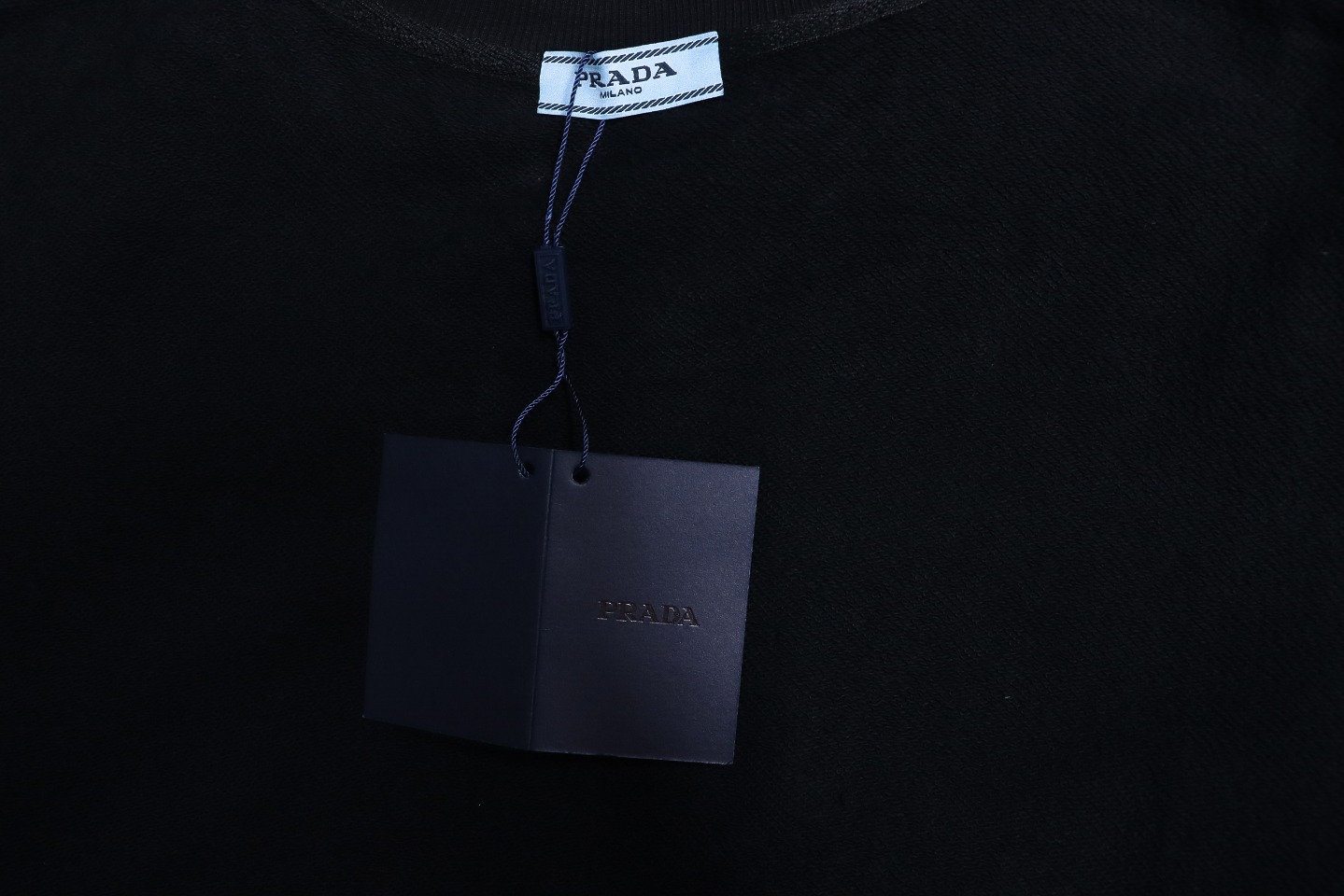 Prada 24SS Phantom Triangle Logo Printed Crew Neck Hoodie Black