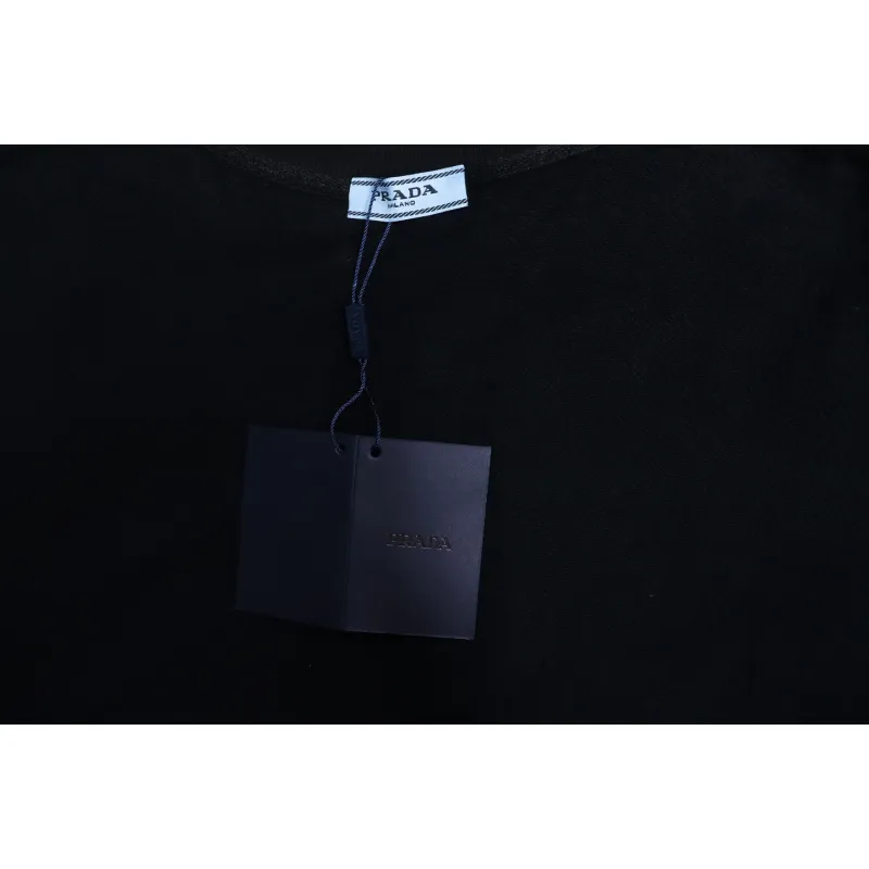 Prada 24SS Phantom Triangle Logo Printed Crew Neck Hoodie Black