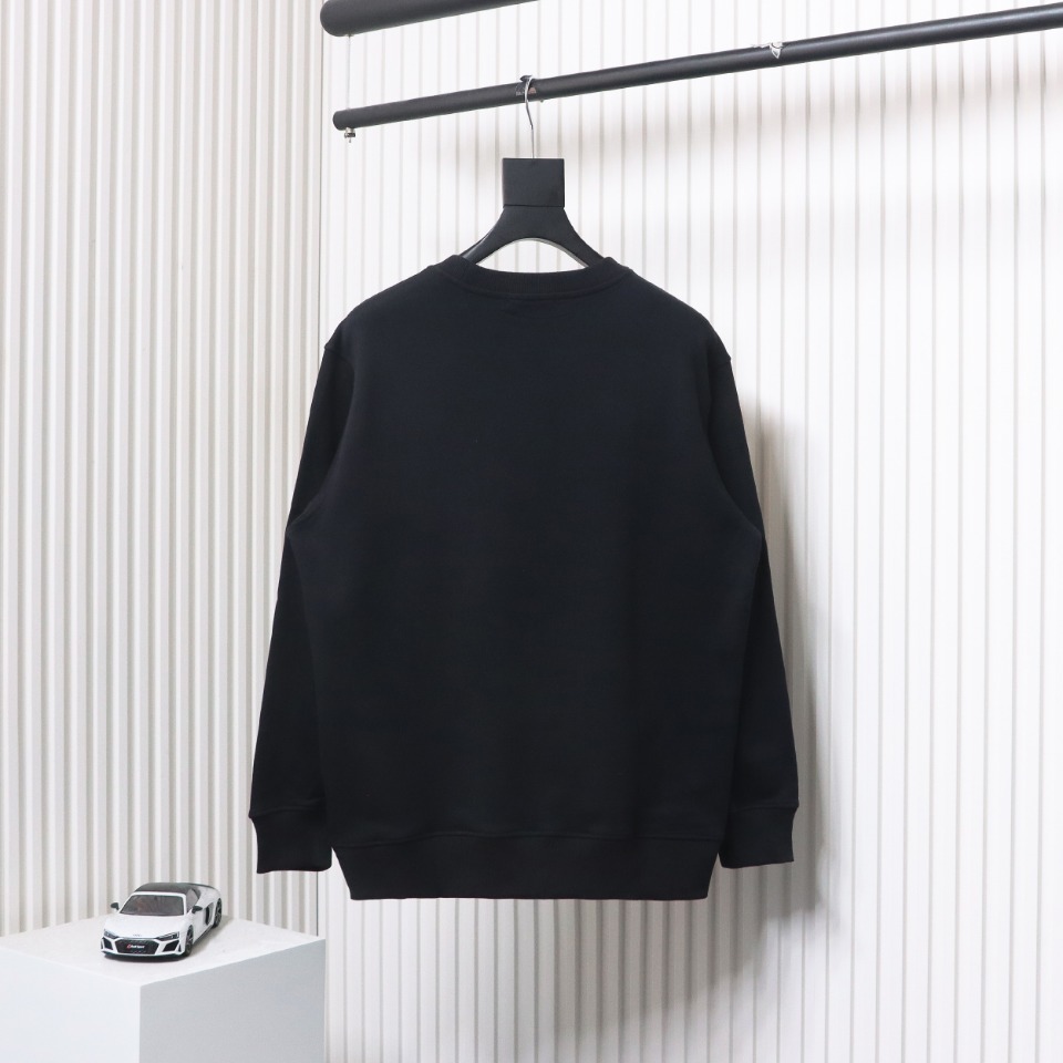 Prada 24SS Phantom Triangle Logo Printed Crew Neck Hoodie Black