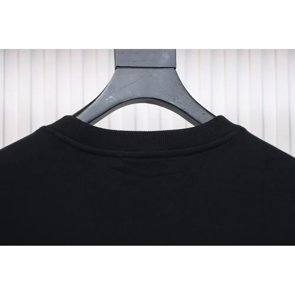 Prada 24SS Phantom Triangle Logo Printed Crew Neck Hoodie Black