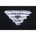 Prada 24SS Phantom Triangle Logo Printed Crew Neck Hoodie Black