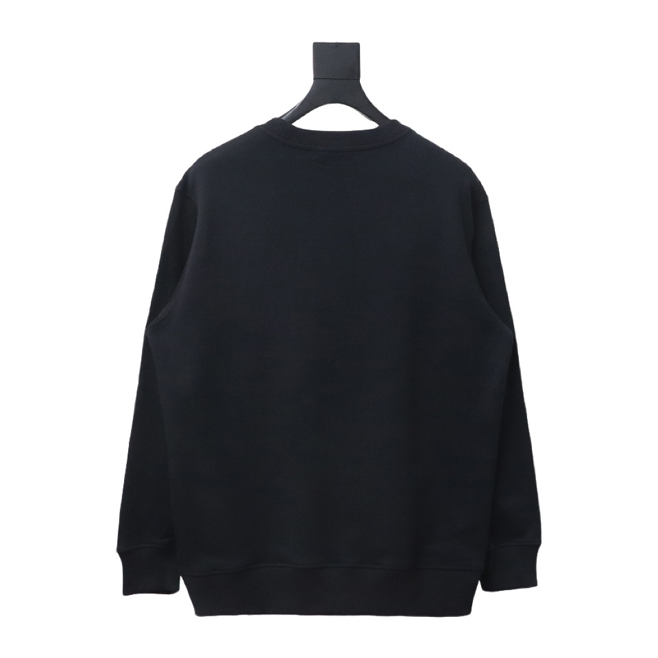 Prada 24SS Phantom Triangle Logo Printed Crew Neck Hoodie Black