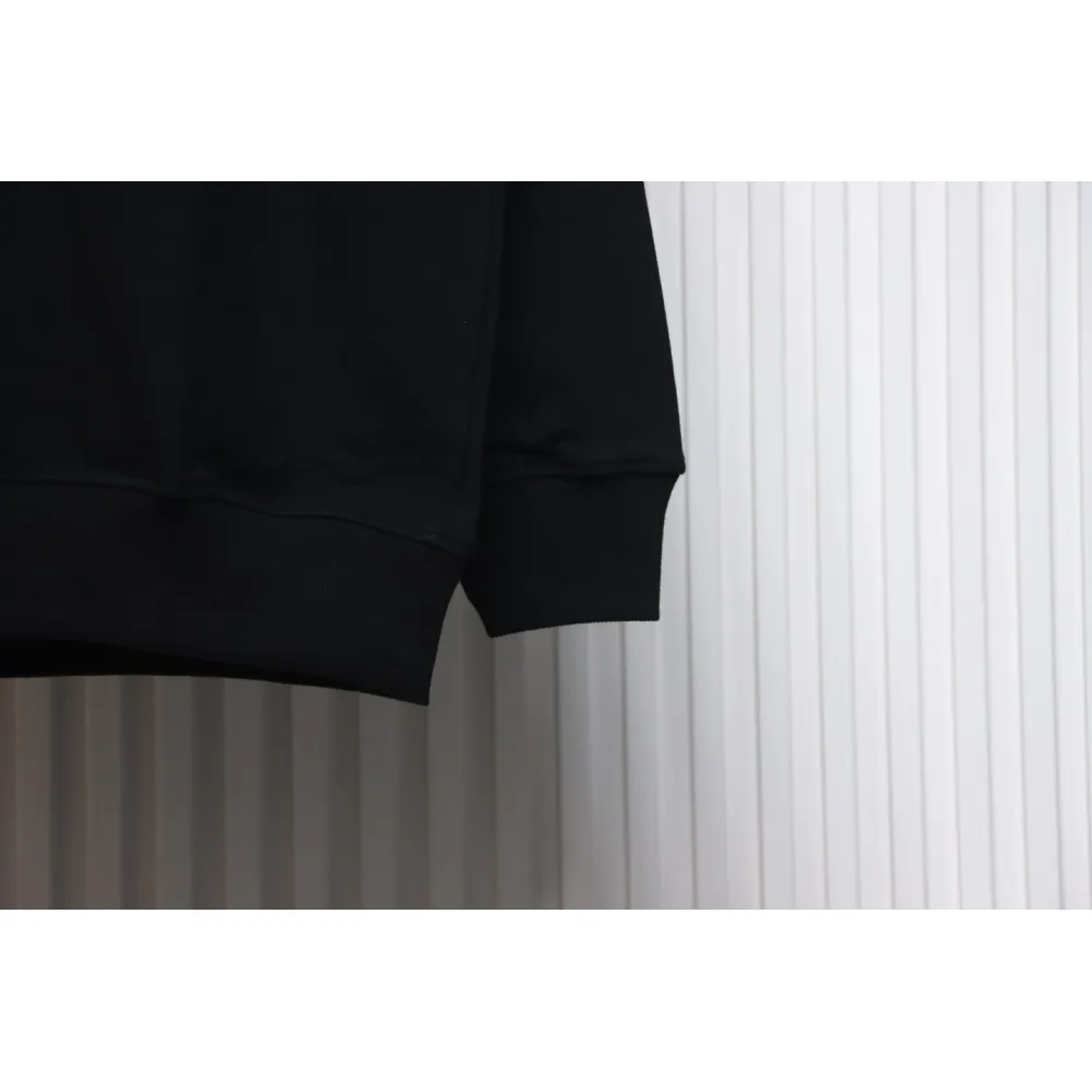 Prada 24SS Phantom Triangle Logo Printed Crew Neck Hoodie Black