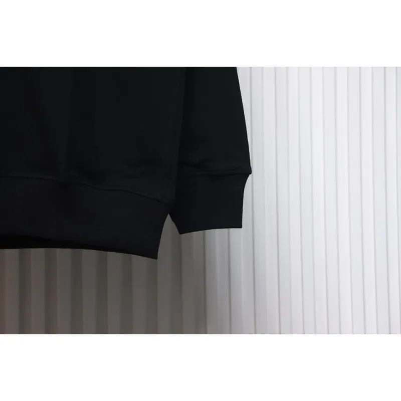 Prada 24SS Phantom Triangle Logo Printed Crew Neck Hoodie Black