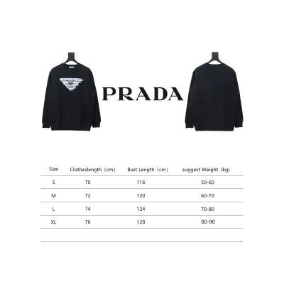 Prada 24SS Phantom Triangle Logo Printed Crew Neck Hoodie Black 02
