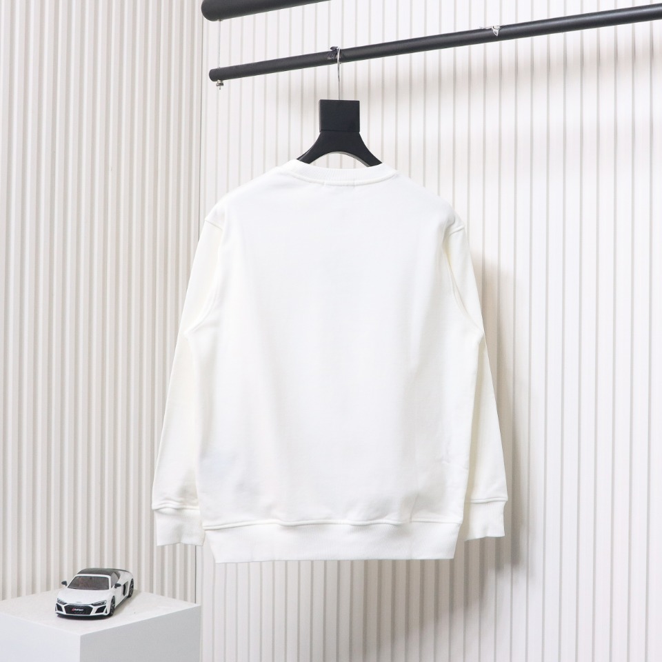 Prada 24SS Phantom Triangle Logo Printed Crew Neck Hoodie White