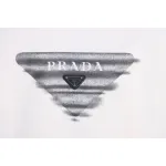 Prada 24SS Phantom Triangle Logo Printed Crew Neck Hoodie White