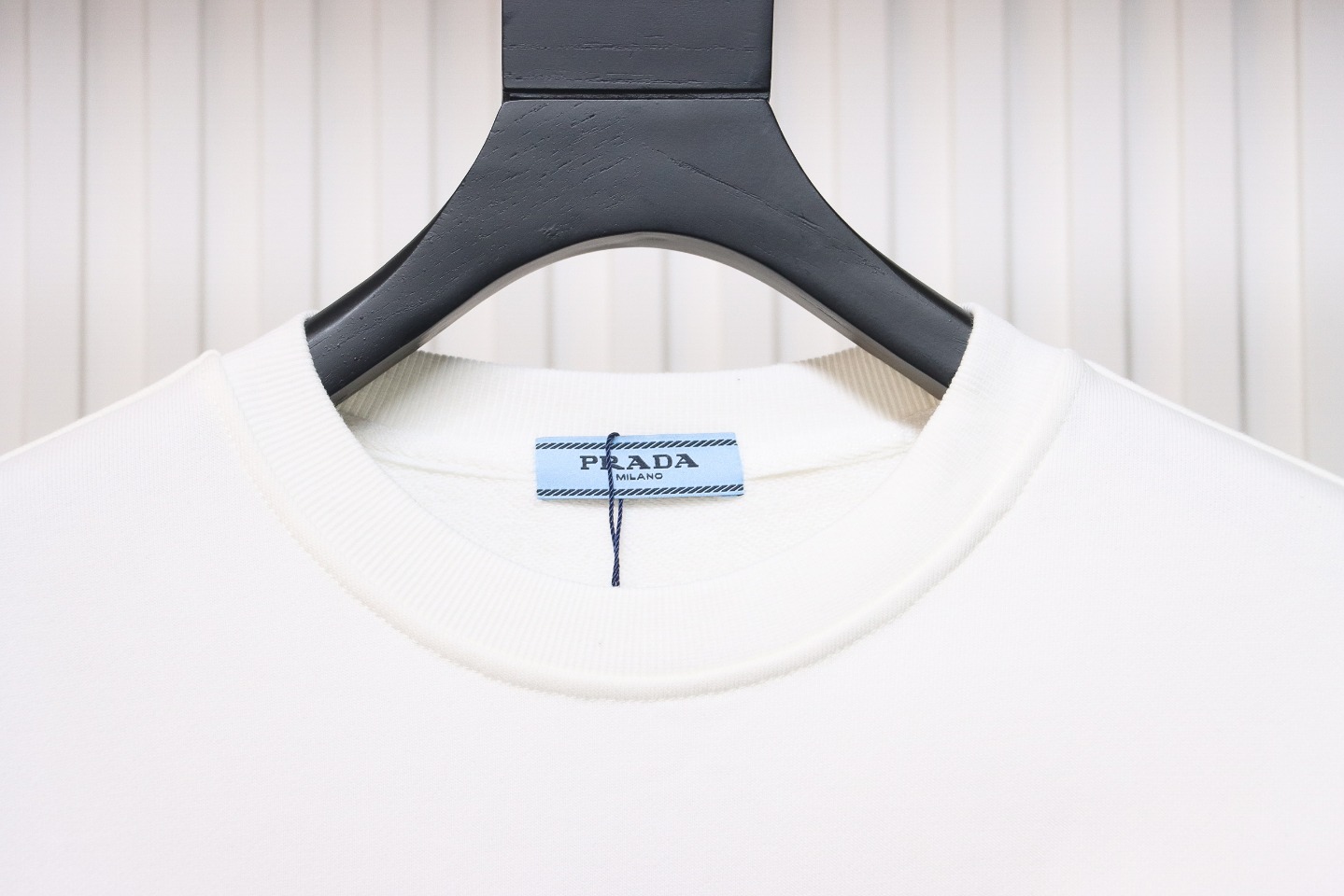 Prada 24SS Phantom Triangle Logo Printed Crew Neck Hoodie White