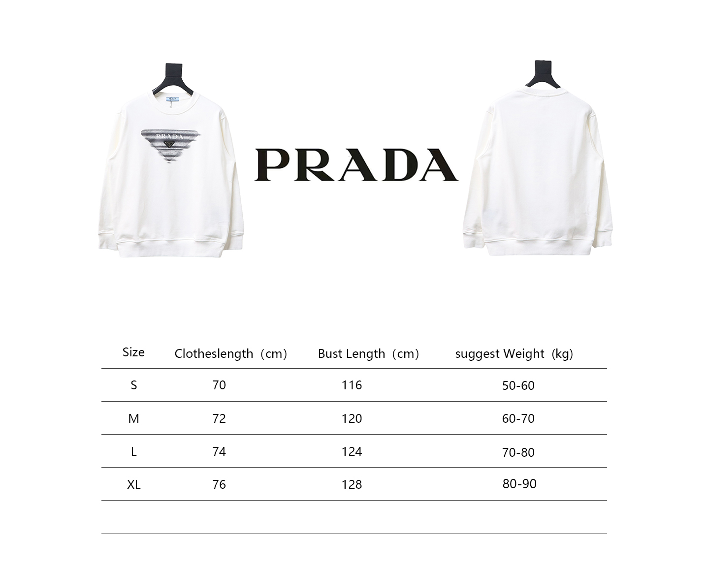 Prada 24SS Phantom Triangle Logo Printed Crew Neck Hoodie White