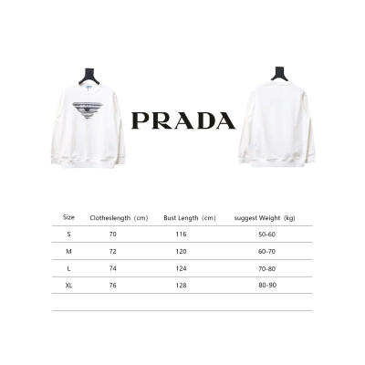 Prada 24SS Phantom Triangle Logo Printed Crew Neck Hoodie White 02