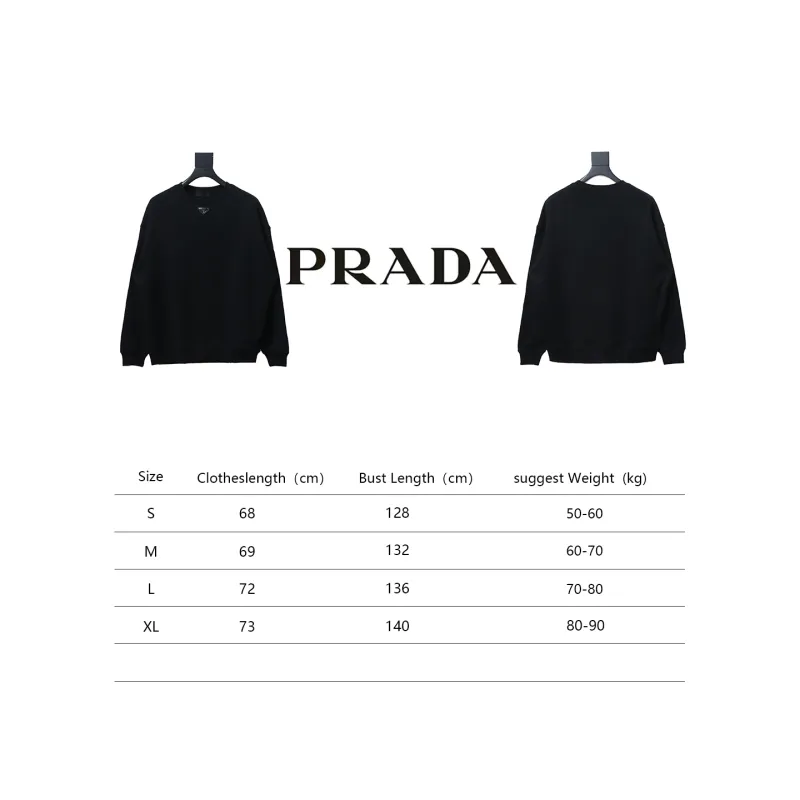 Prada 24ss Round Neck Hoodie With Triangle Logo Black