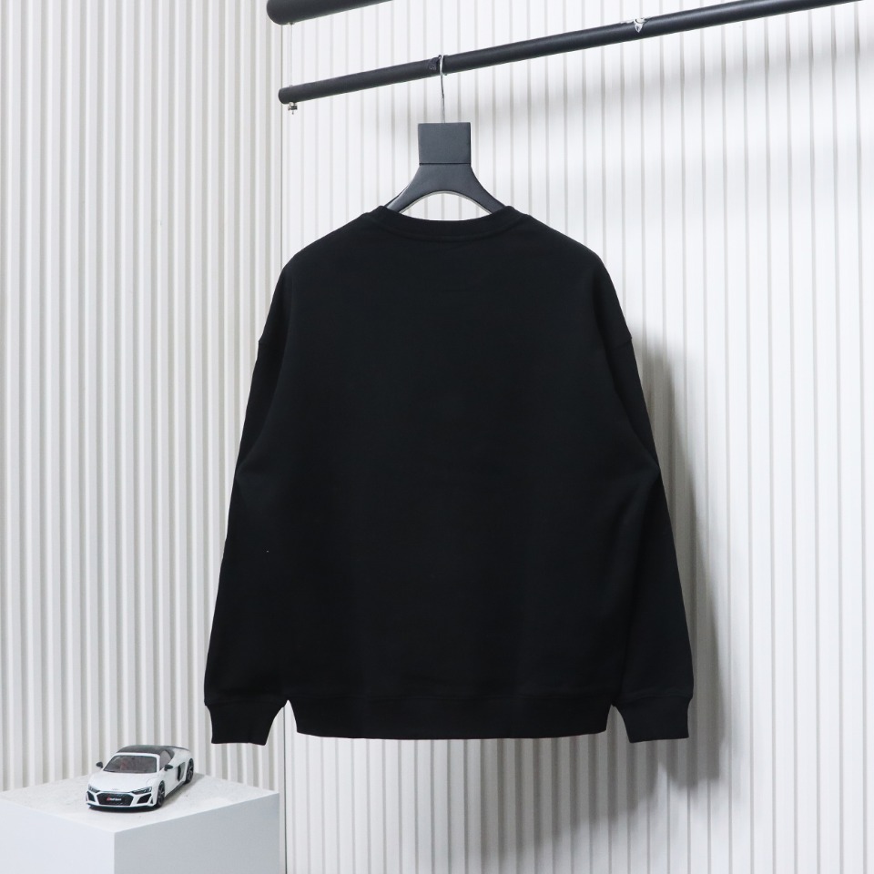 Prada 24ss Round Neck Hoodie With Triangle Logo Black