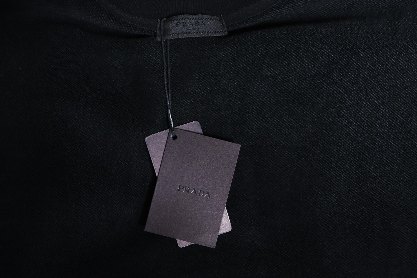 Prada 24ss Round Neck Hoodie With Triangle Logo Black