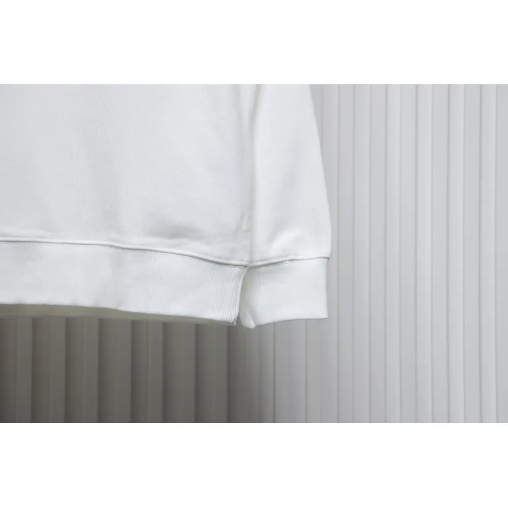 Prada 24ss Round Neck Hoodie With Triangle Logo White