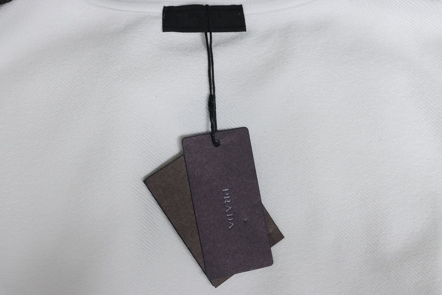 Prada 24ss Round Neck Hoodie With Triangle Logo White