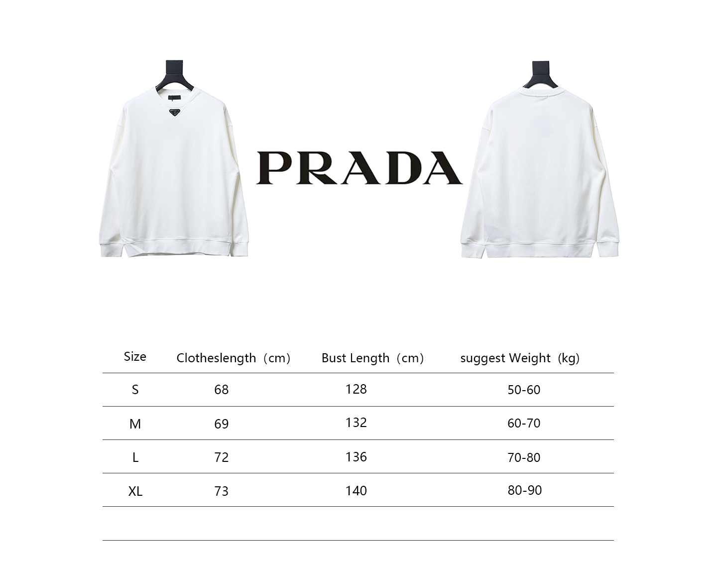 Prada 24ss Round Neck Hoodie With Triangle Logo White