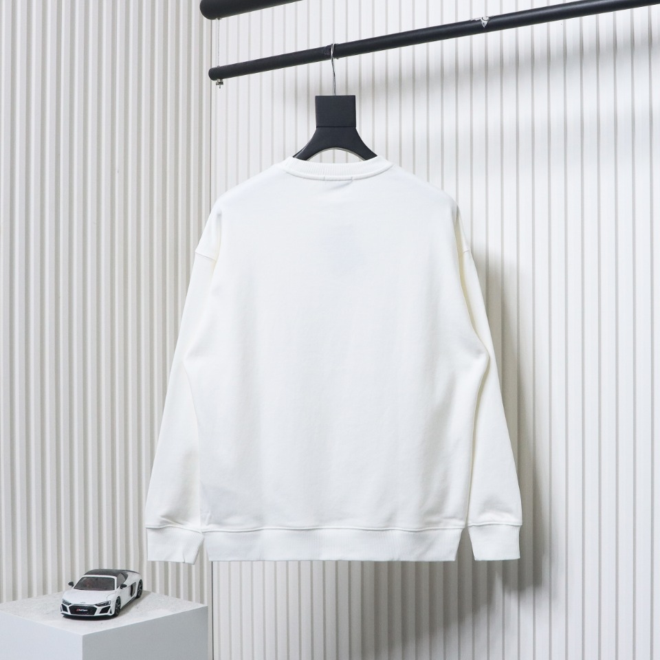 Prada 24ss Round Neck Hoodie With Triangle Logo White