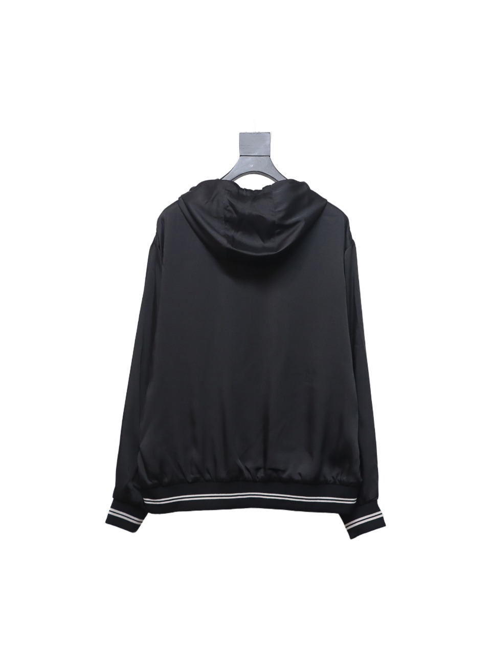 Prada 24SS Silk Web Hem Hooded Jacket Black