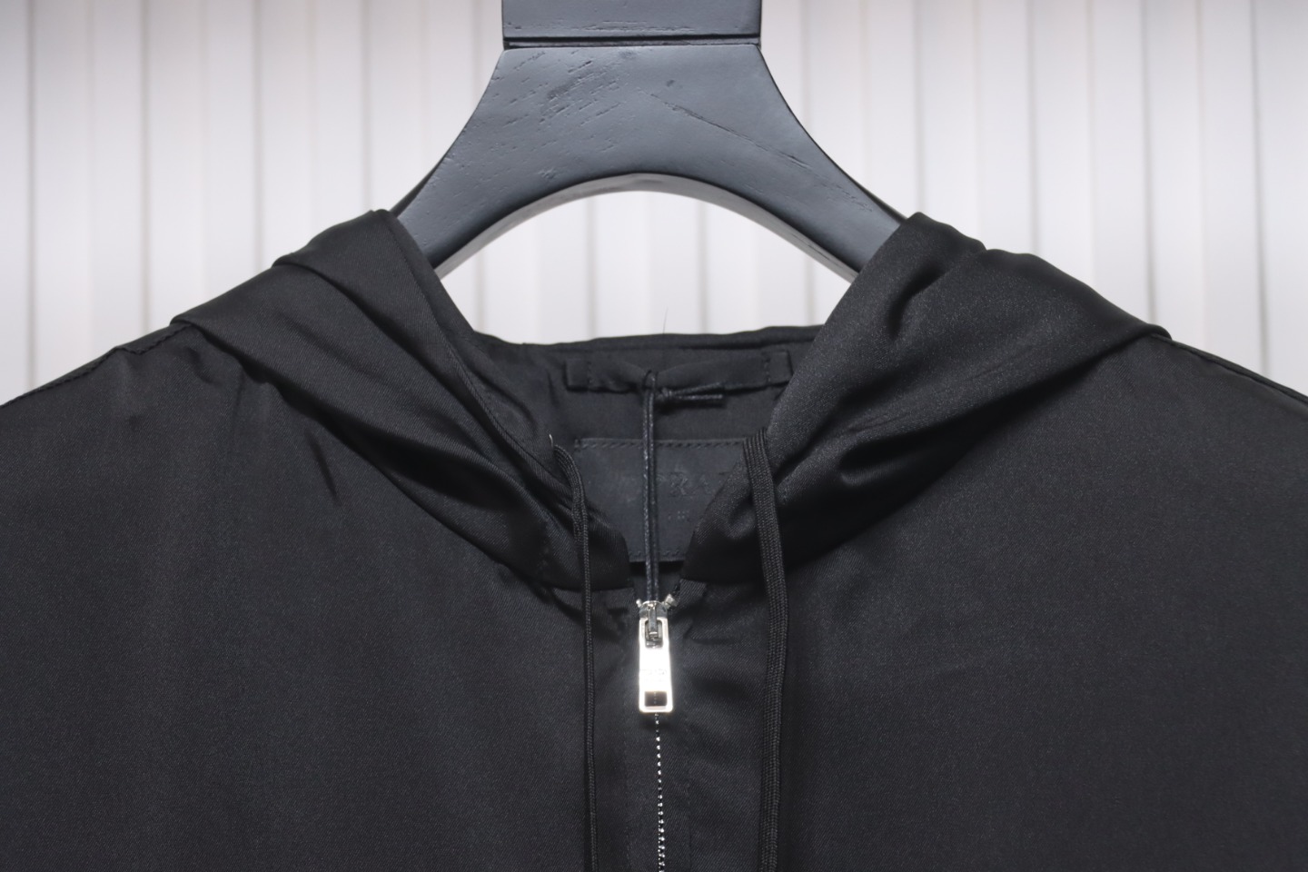 Prada 24SS Silk Web Hem Hooded Jacket Black