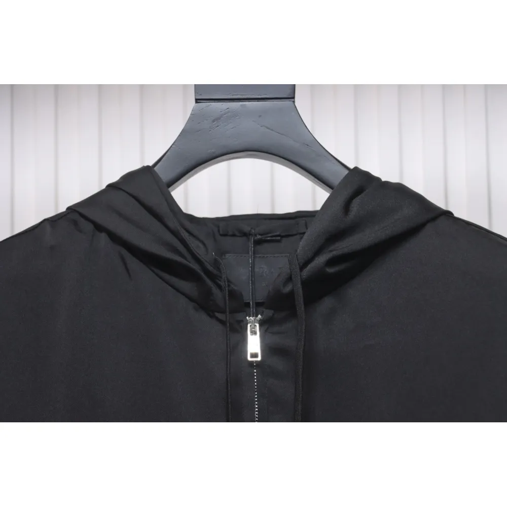 Prada 24SS Silk Web Hem Hooded Jacket Black