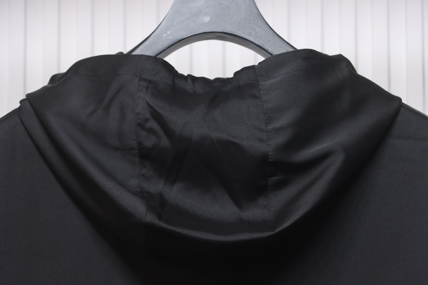 Prada 24SS Silk Web Hem Hooded Jacket Black