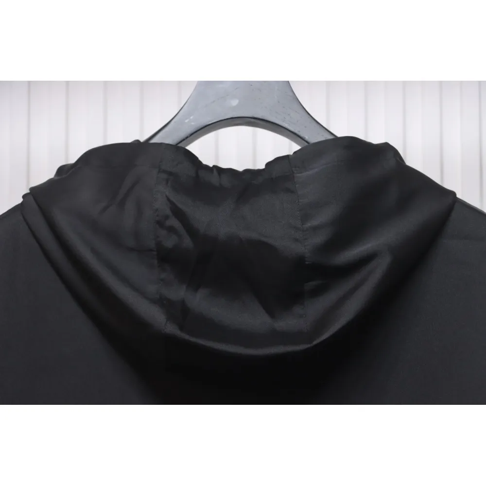 Prada 24SS Silk Web Hem Hooded Jacket Black