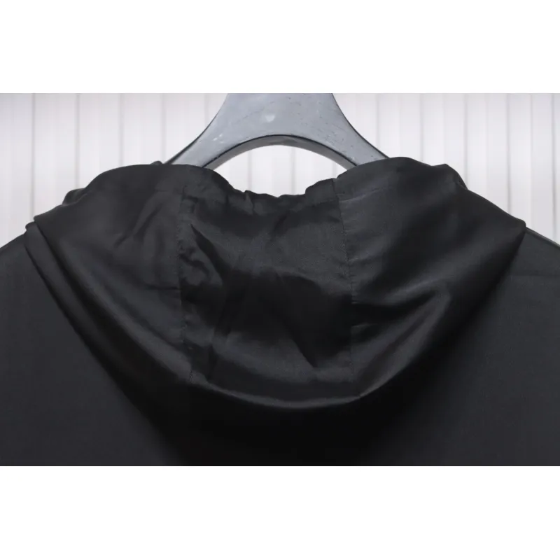 Prada 24SS Silk Web Hem Hooded Jacket Black