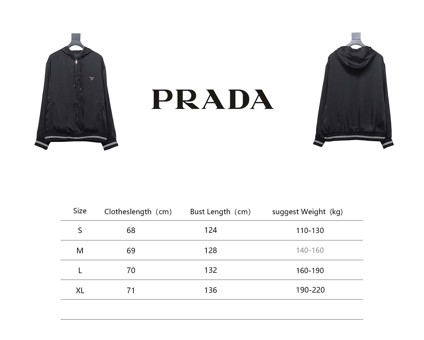 Prada 24SS Silk Web Hem Hooded Jacket Black