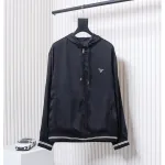 Prada 24SS Silk Web Hem Hooded Jacket Black