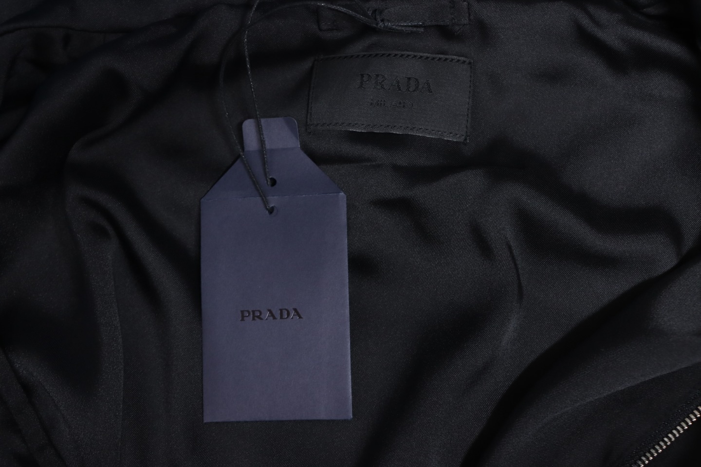 Prada 24SS Silk Web Hem Hooded Jacket Black