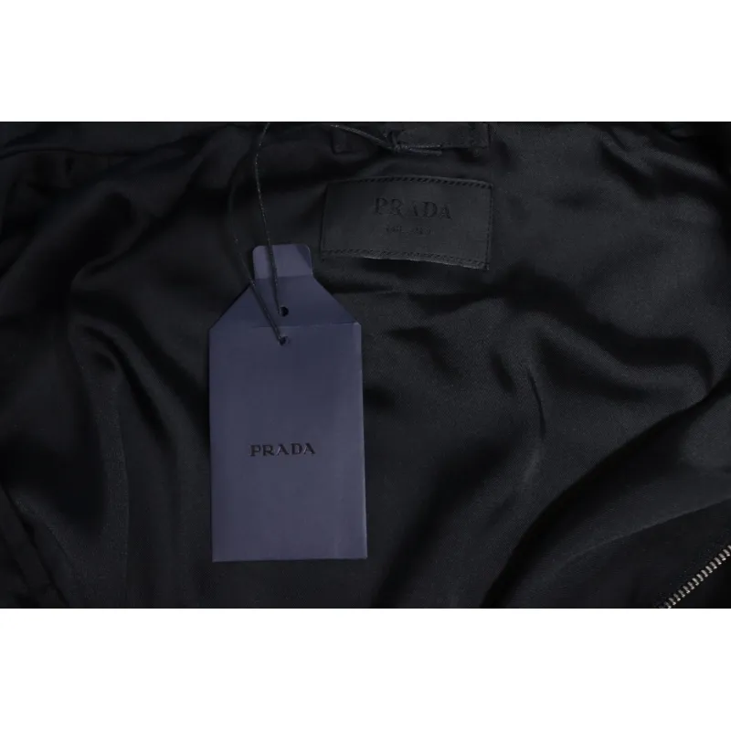 Prada 24SS Silk Web Hem Hooded Jacket Black