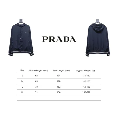 Prada 24SS Silk Web Hem Hooded Jacket Blue 02