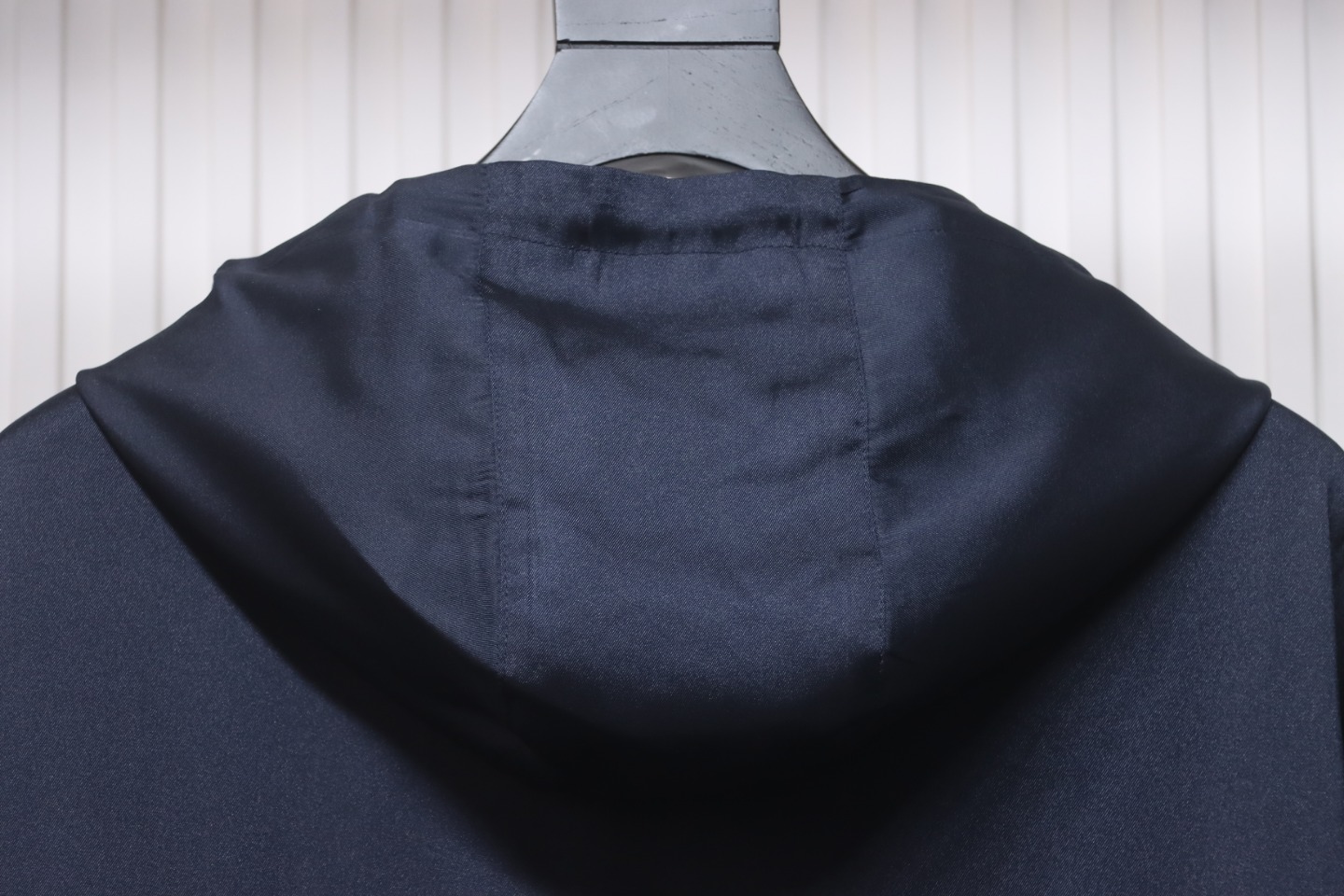 Prada 24SS Silk Web Hem Hooded Jacket Blue