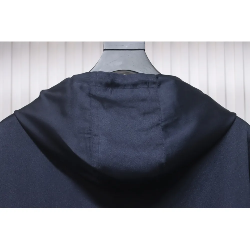 Prada 24SS Silk Web Hem Hooded Jacket Blue
