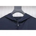Prada 24SS Silk Web Hem Hooded Jacket Blue