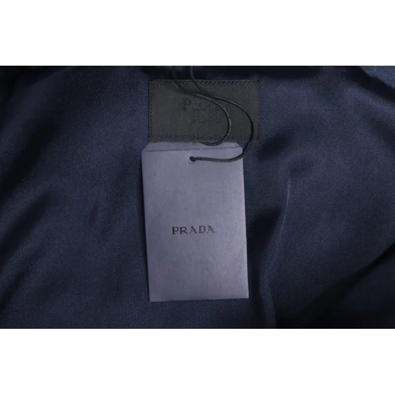 Prada 24SS Silk Web Hem Hooded Jacket Blue