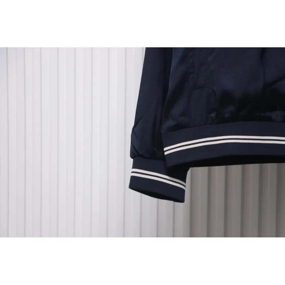 Prada 24SS Silk Web Hem Hooded Jacket Blue