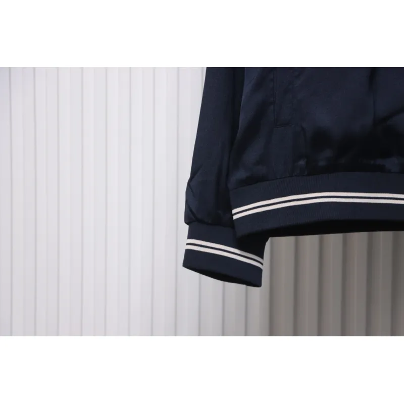 Prada 24SS Silk Web Hem Hooded Jacket Blue
