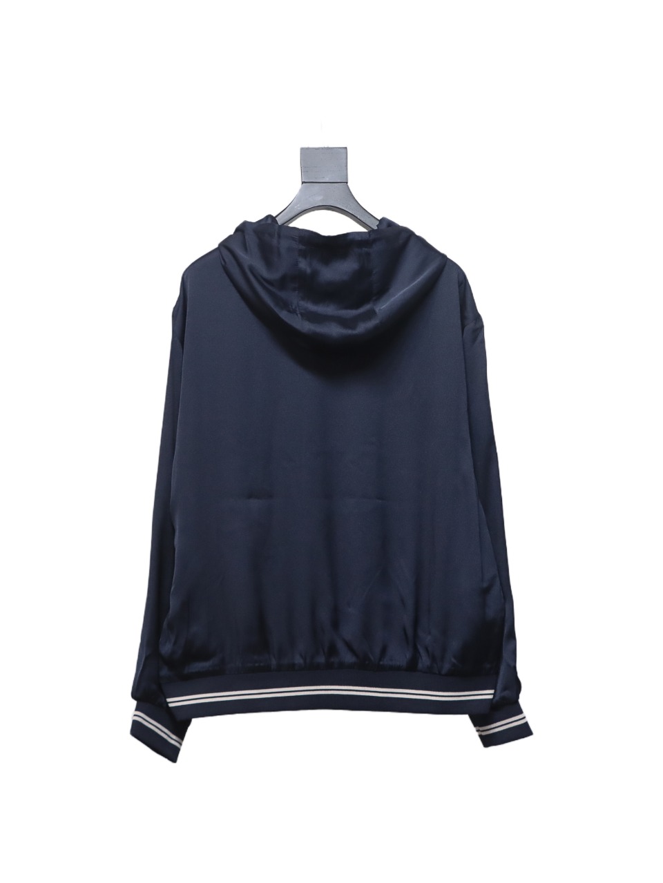 Prada 24SS Silk Web Hem Hooded Jacket Blue