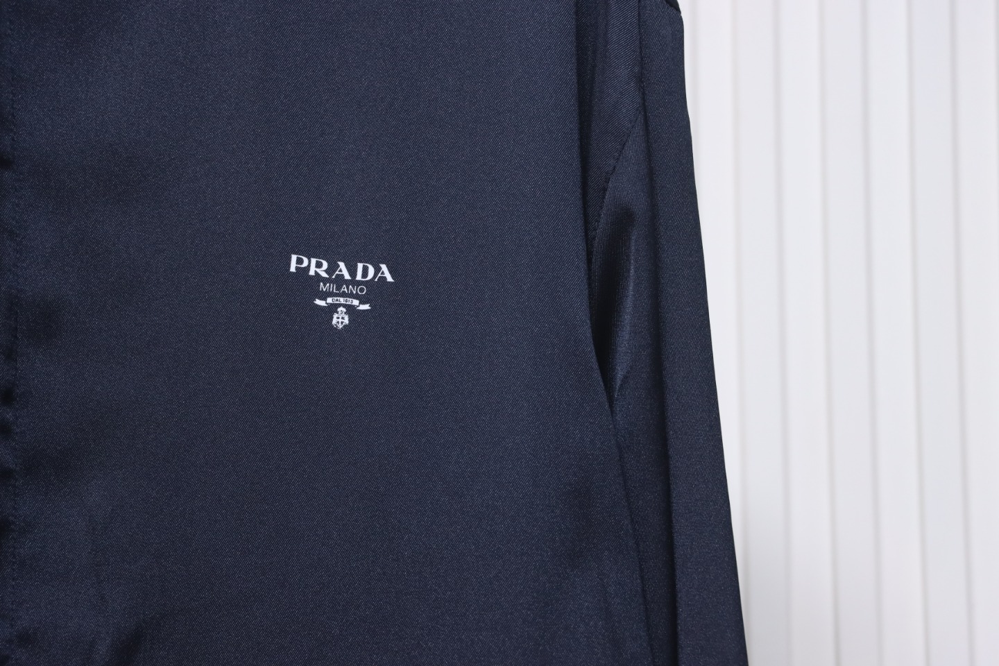Prada 24SS Silk Web Hem Hooded Jacket Blue