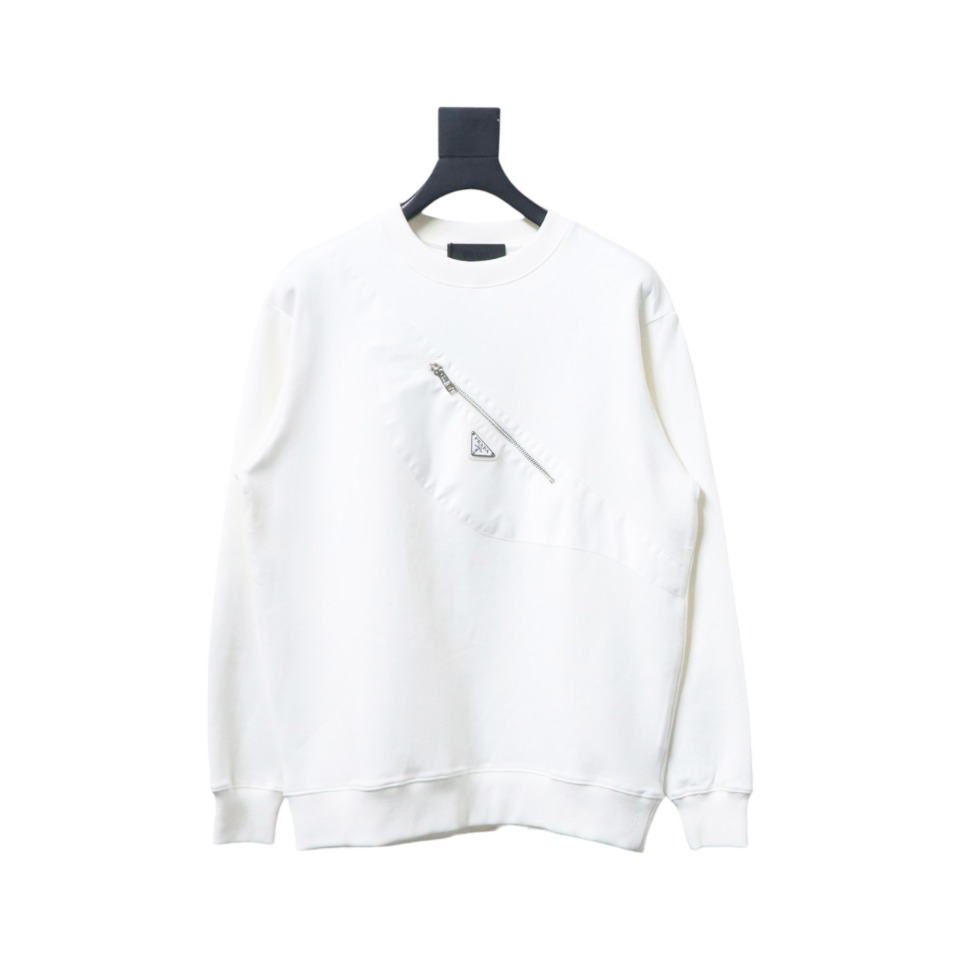 Prada Backpack Crew Neck Hoodie White