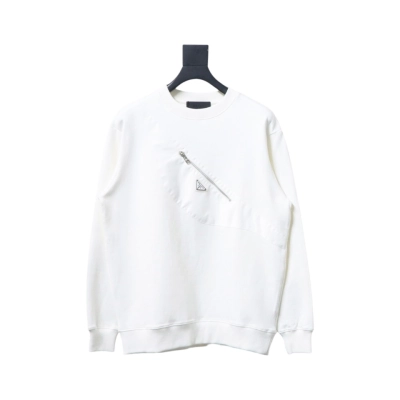 Prada Backpack Crew Neck Hoodie White 01