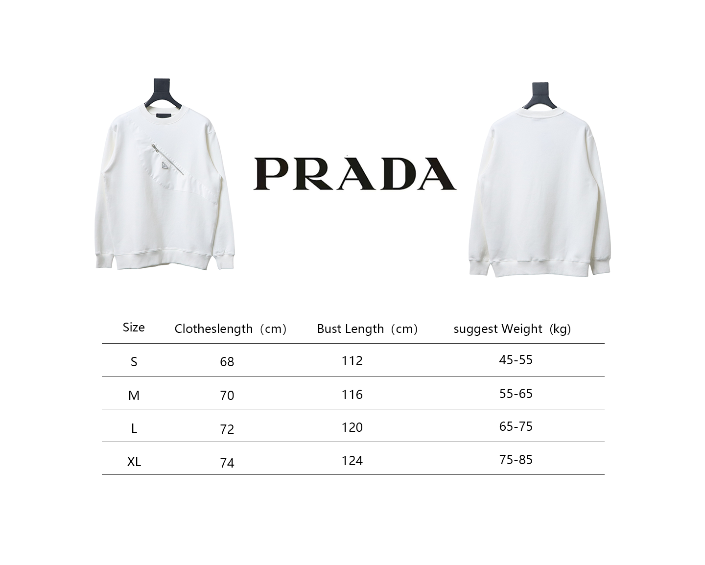 Prada Backpack Crew Neck Hoodie White