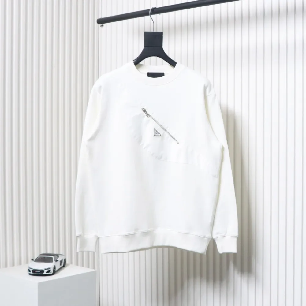 Prada Backpack Crew Neck Hoodie White