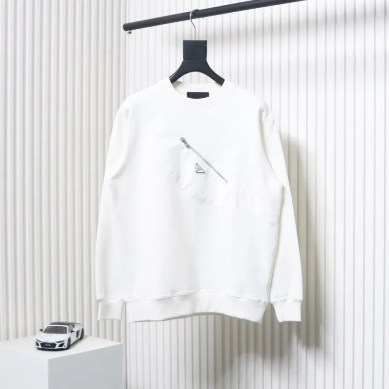 Prada Backpack Crew Neck Hoodie White