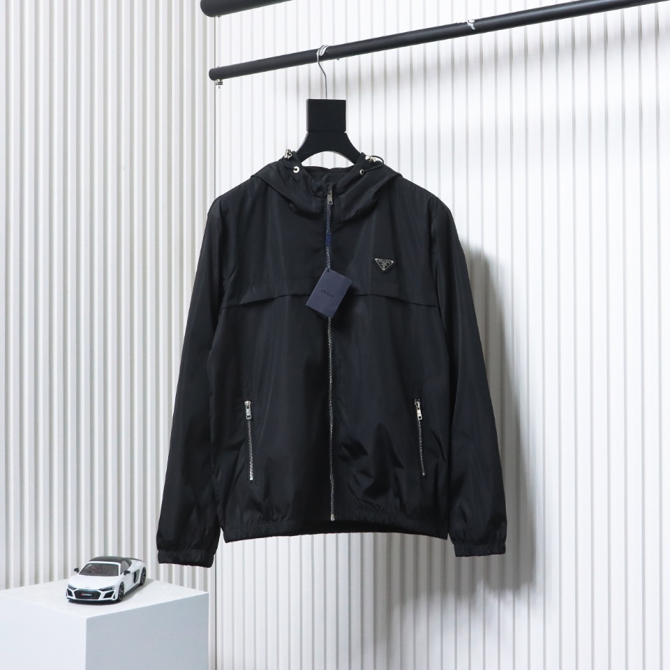 Prada Badge Zip-Up Jacket Black
