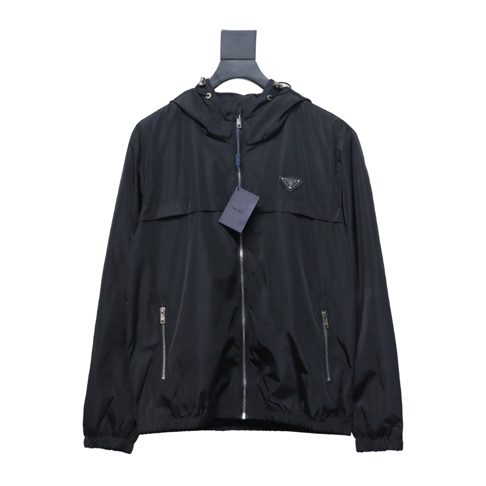 Prada Badge Zip-Up Jacket Black